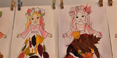 Powiększ grafikę: Grupa Kosmoludków pięknie przywitała Panią Jesień, tworząc wyjątkową pracę z kolorowych, jesiennych liści. 🍂🍁