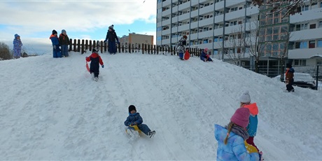 Powiększ grafikę: Zabawy na śniegu i dokarmianie ptaków.